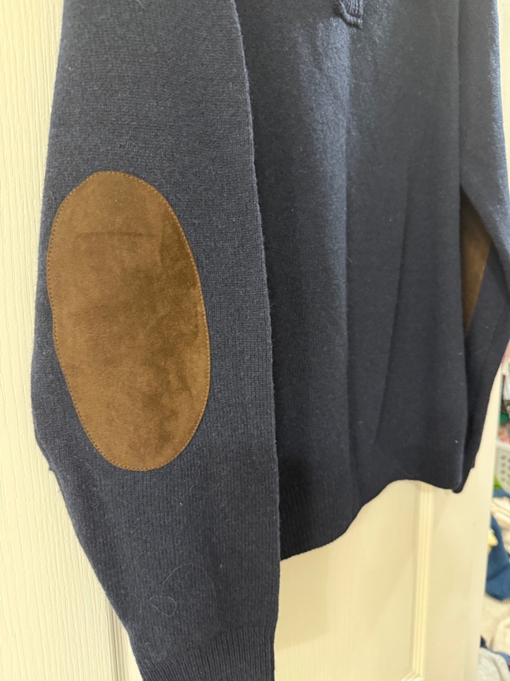 Barbour Men's Navy Zip-Button Funnel Neck Sweater - Picture 5 of 6
